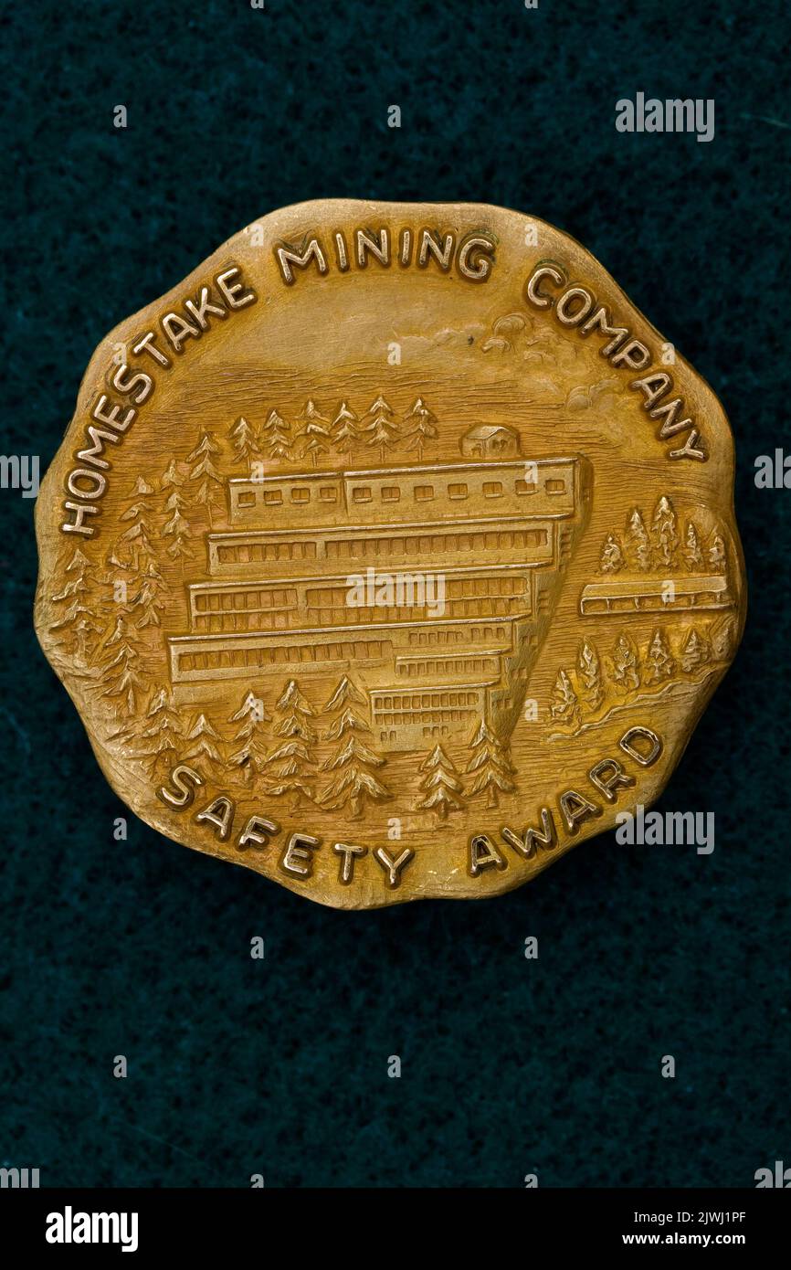 Gold Homestake Mining Company Safety Award - Lead, South Dakota USA Mining History Stockfoto