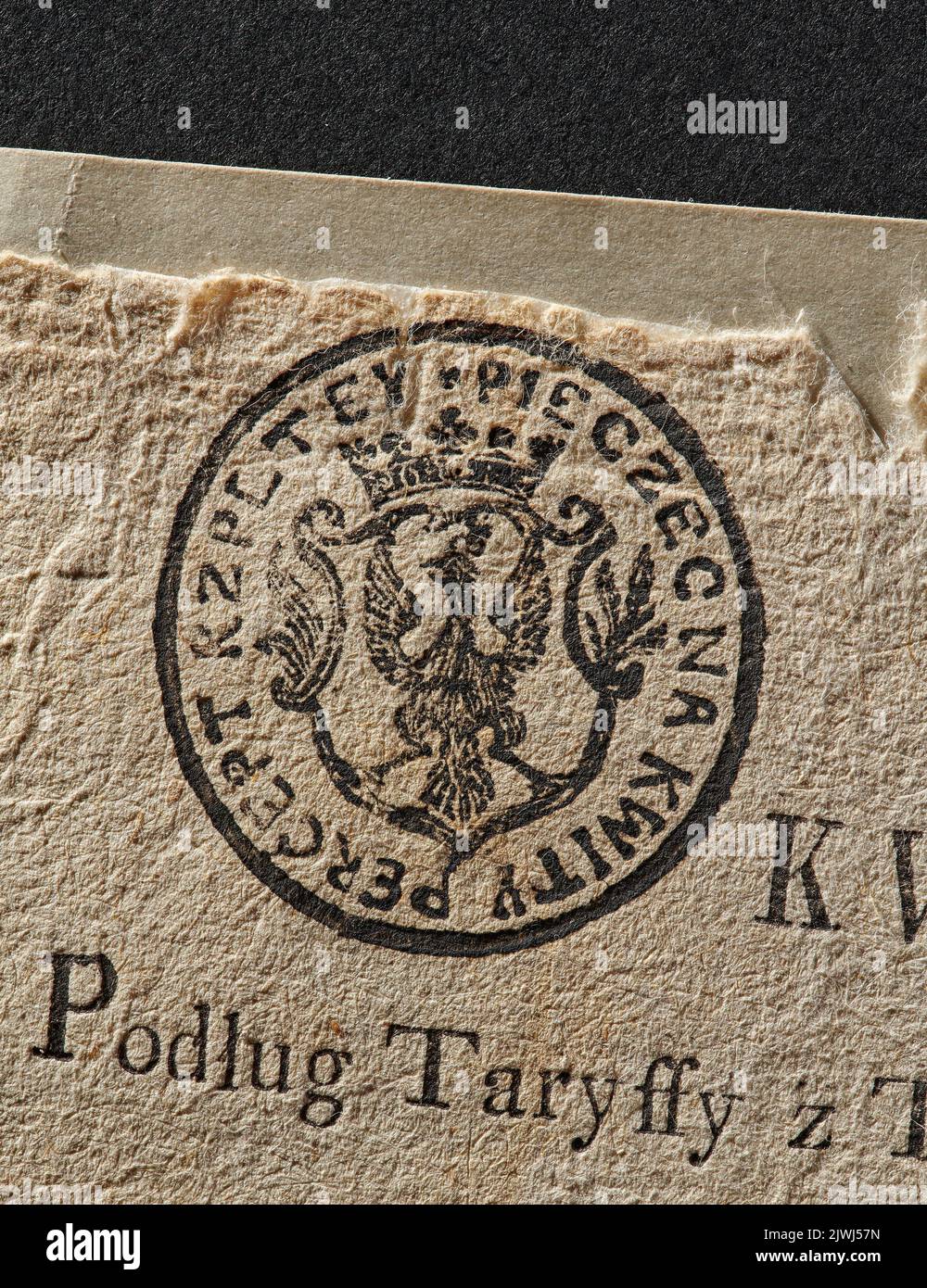 Eingang der bezahlten Dachsteuer. Skarb Koronny, Unterzeichner Stockfoto