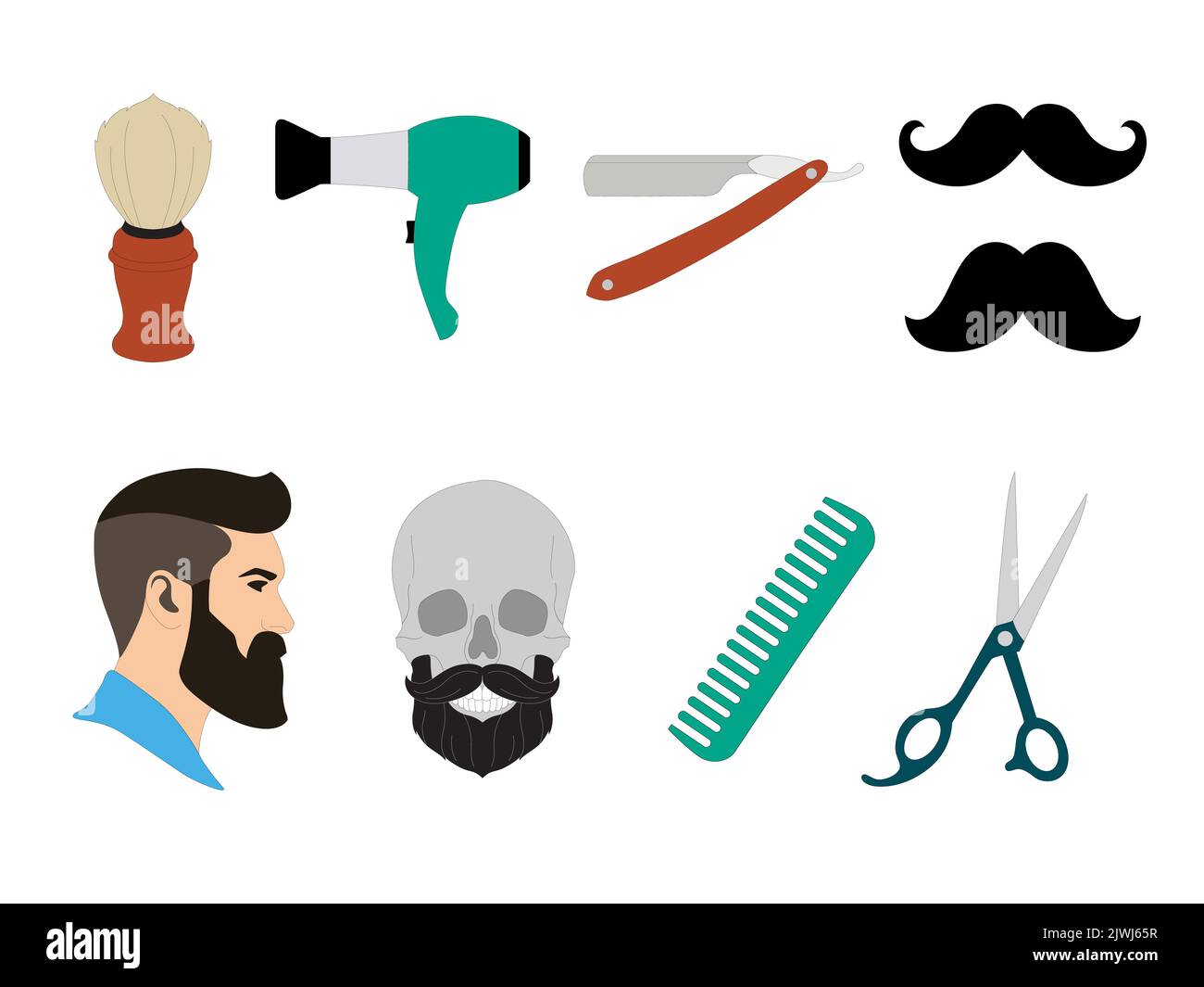 Barbershop-Symbole gesetzt. Barber Symbol Silhouetten isoliert auf dem Hintergrund. Vektorgrafik für Website-Seite und mobile App-Design. Stock Vektor