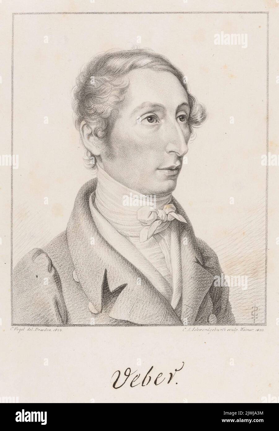 Porträt von Carl Weber. Schwerdgeburth, Carl August (1785-1878), Grafiker, Vogel von Vogelstein, Carl Christian (1788-1868), Zeichner, Karikaturist Stockfoto