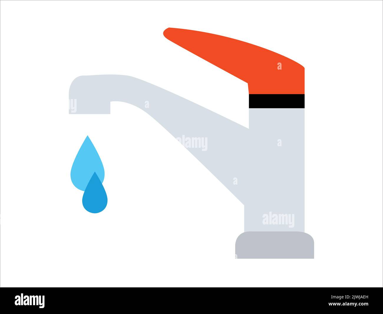 Farbiger Wasserhahn mit Tropfen. Flaches Design. Vektorgrafik Stock Vektor