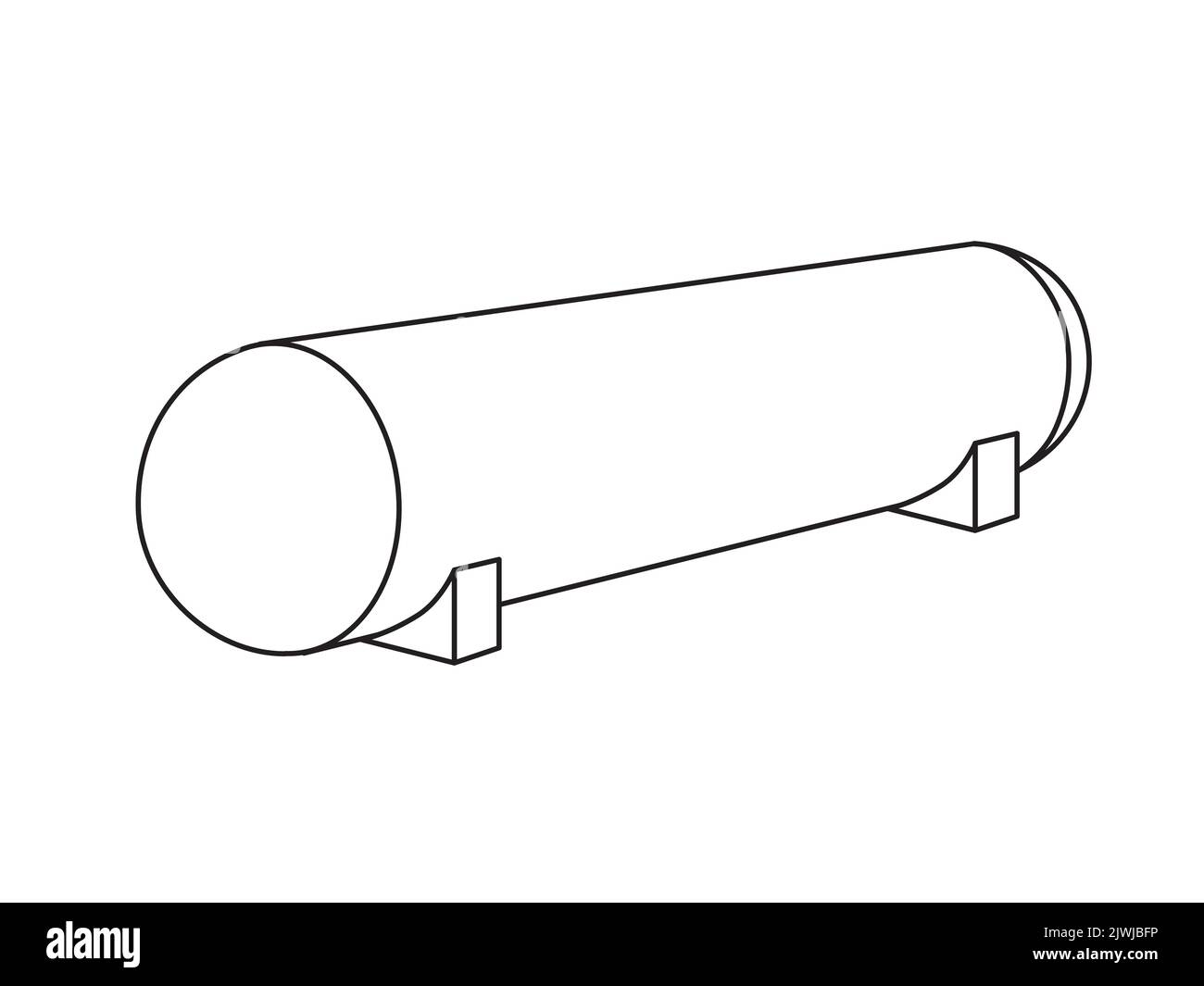 Industrielle Vektordarstellung eines auf transparentem Hintergrund isolierten Benzin-, Öl- oder Wassertanks. Rundes, zylindrisches Tankmodell mit Metall Stock Vektor