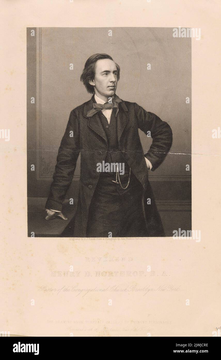 Porträt des Pastors, Reverend Henry D. Northrop. Watkins, John (1823-1874), Fotograf, Pound, Daniel John (fl. Ca 1842-1870), Grafiker, London Joint Stock Newspaper Co. (Londyn ; wydawnictwo ; fl. Ca 1858-186.), Verlag Stockfoto