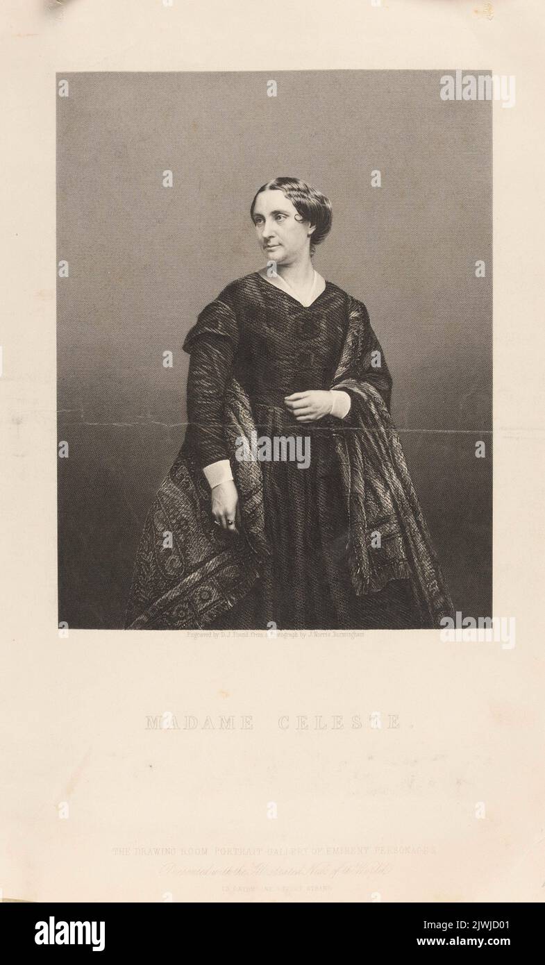 Porträt von Madame Céline Celeste. Norris, John (1832-1910), Fotograf, Pound, Daniel John (fl. Ca 1842-1870), Grafiker, London Joint Stock Newspaper Co. (Londyn ; wydawnictwo ; fl. Ca 1858-186.), Verlag Stockfoto