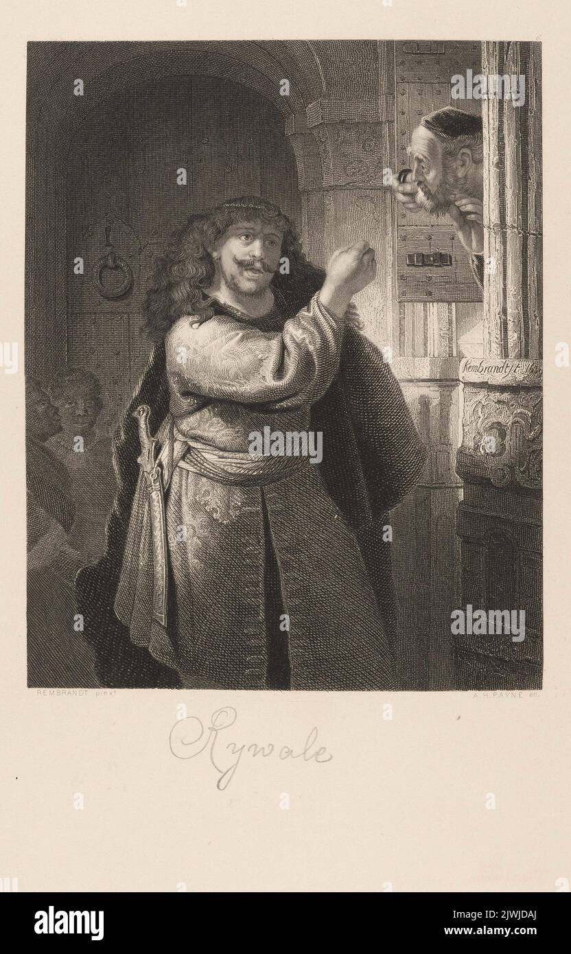 Samson droht seinem Schwiegervater (das Buch der Richter 15:1-3). Payne, Albert Henry (1812-1902), Grafiker, Rembrandt van Rijn (1606-1669), Maler Stockfoto