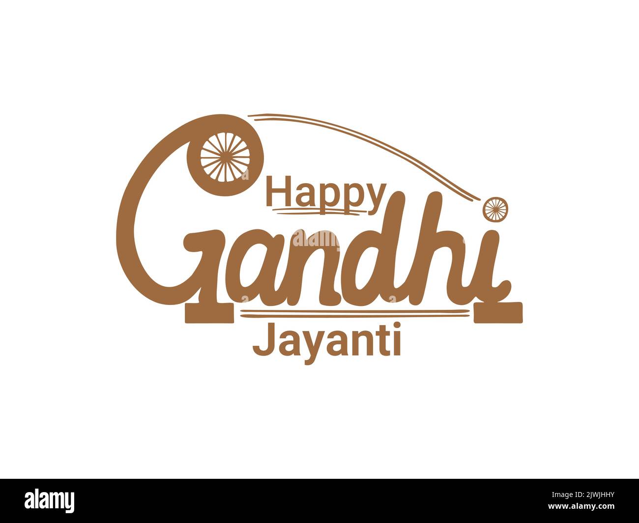 Happy Gandhi Jayanti Hand gezeichnet Typografie charkha Design Vektor Illustration. Thread Spinning wheel Concept Logo Schriftzug. Etikett oder Aufkleber Grafik Stock Vektor