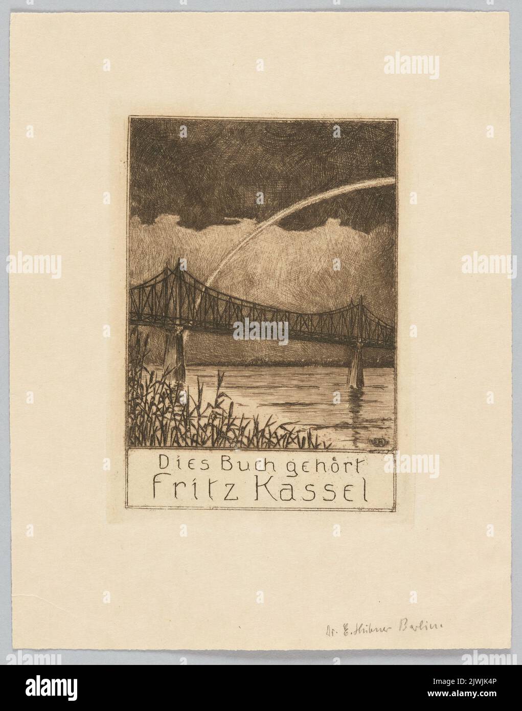 [Exlibris:] Dies Buch gehört Fritz Kassel. Hübner, Erich F. (1883-1920), Grafiker Stockfoto