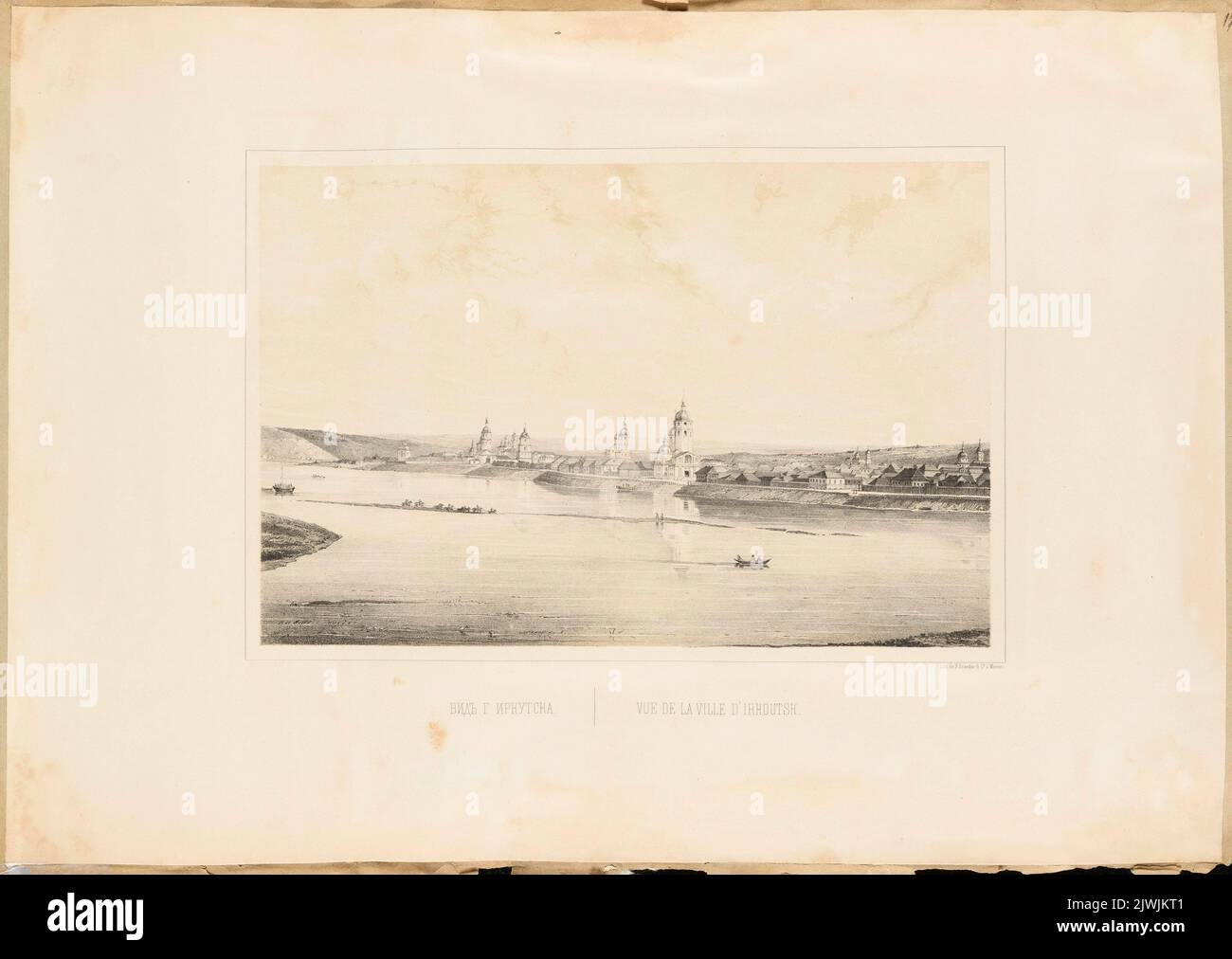 Blick auf Irkutsk. Draeger, F. (Moskwa ; Zakład litograficzny ; ca 1850-1860), Lithografie-atelie, Unbekannt, Grafiker, Niemirowski, Leopold (1810-1883), Zeichner, Karikaturist Stockfoto Blick auf Irkutsk. Draeger, F. (Moskwa ; Zakład litograficzny ; ca 1850-1860), Lithografie-atelie, Unbekannt, Grafiker, Niemirowski, Leopold (1810-1883), Zeichner, Karikaturist Stockfoto
