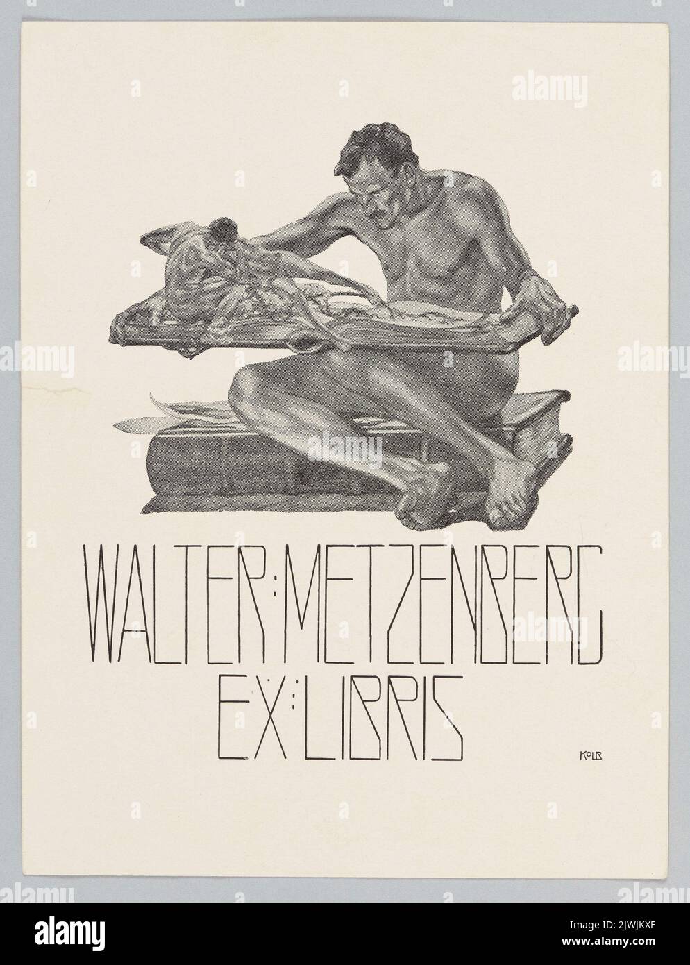 Exlibris von Walter Metzenberg. Kolb, Alois (1875-1942), Grafiker Stockfoto