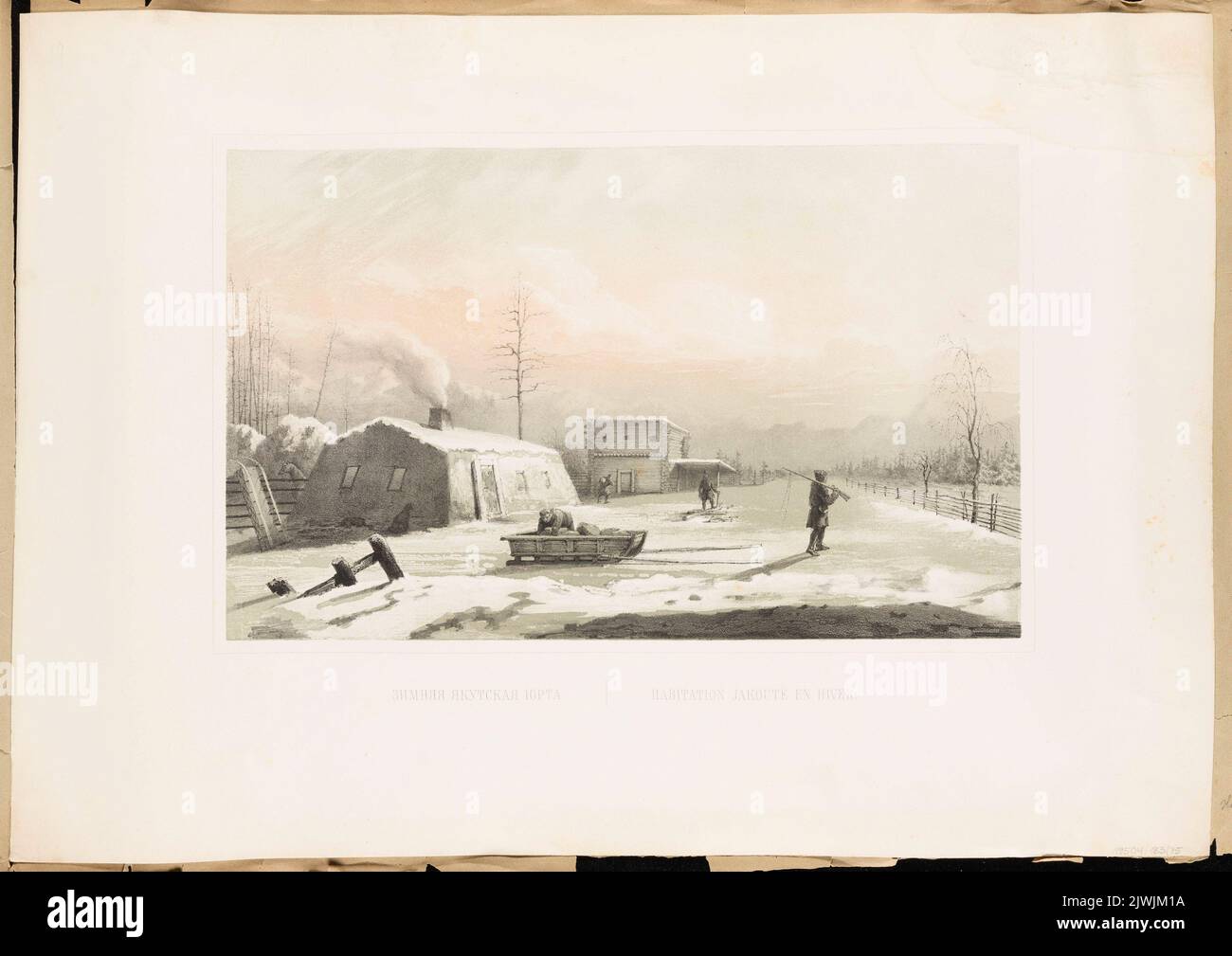 Yakut jurtet im Winter. Draeger, F. (Moskwa ; Zakład litograficzny ; ca 1850-1860), Lithografie-atelie, Unbekannt, Grafiker, Niemirowski, Leopold (1810-1883), Zeichner, Karikaturist Stockfoto Yakut jurtet im Winter. Draeger, F. (Moskwa ; Zakład litograficzny ; ca 1850-1860), Lithografie-atelie, Unbekannt, Grafiker, Niemirowski, Leopold (1810-1883), Zeichner, Karikaturist Stockfoto