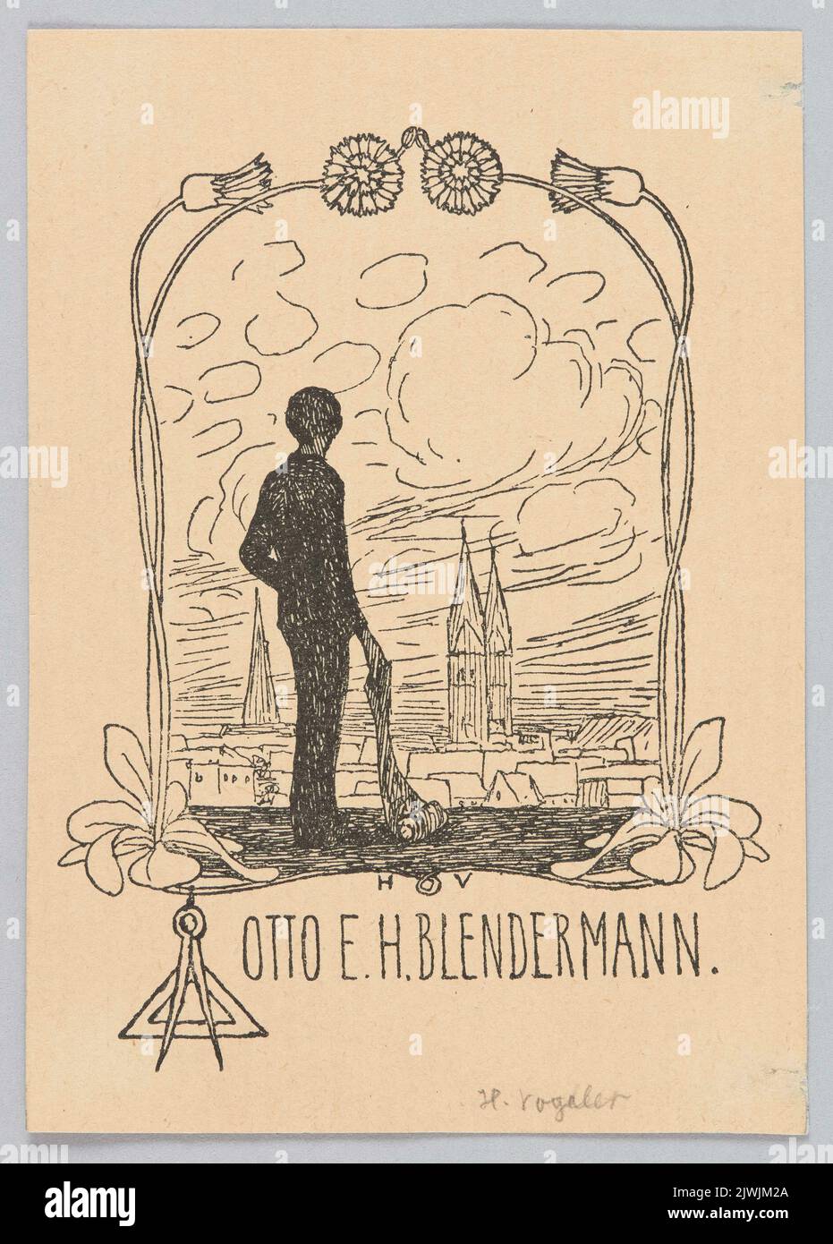 [Exlibris:] Otto E.H. Blendermann. Vogeler, Heinrich (1872-1942), Grafiker Stockfoto