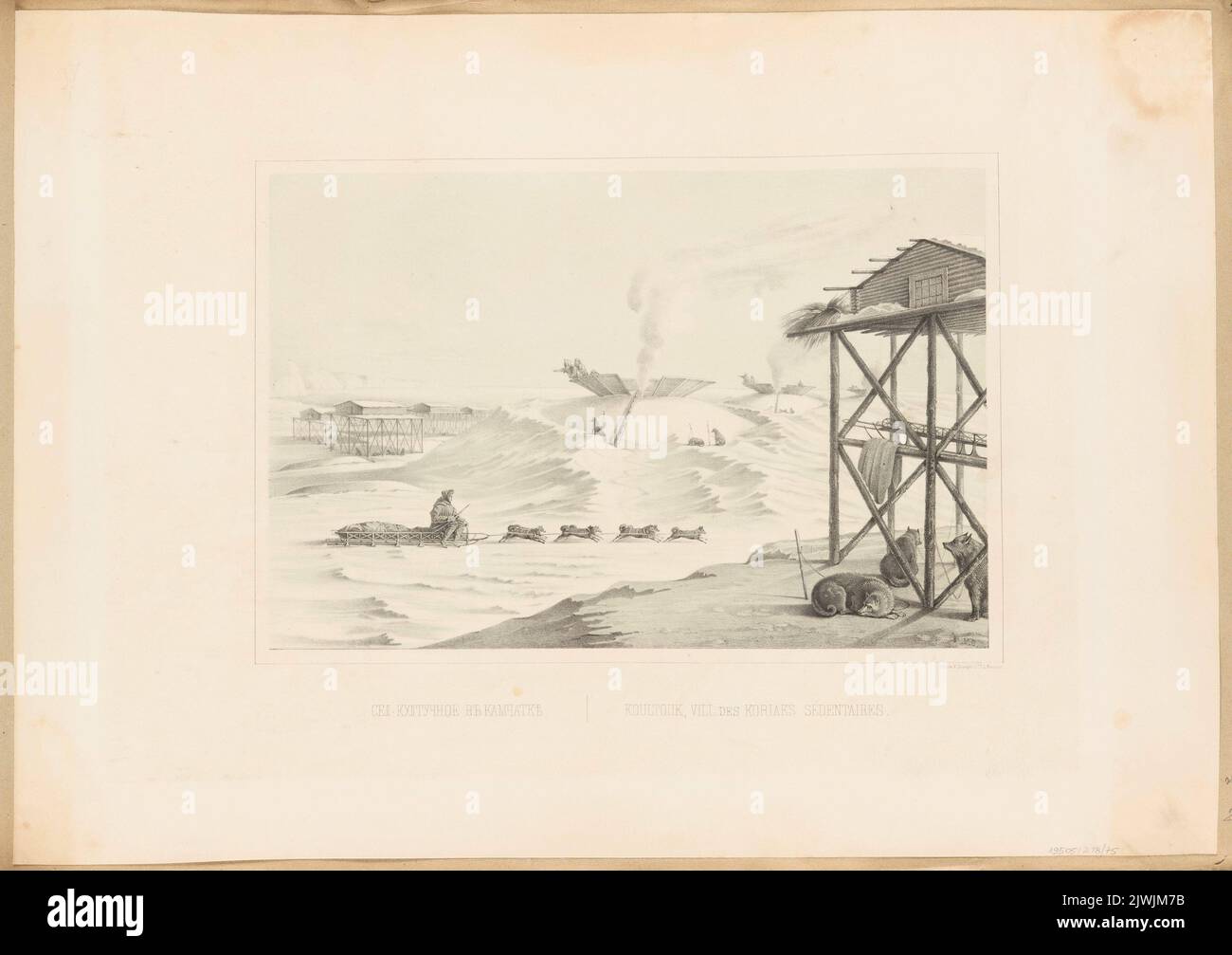 Kultuchnoje Siedlung in Kamtschatka. Draeger, F. (Moskwa ; Zakład litograficzny ; ca 1850-1860), Lithografie-atelie, Unbekannt, Grafiker, Niemirowski, Leopold (1810-1883), Zeichner, Karikaturist Stockfoto Kultuchnoje Siedlung in Kamtschatka. Draeger, F. (Moskwa ; Zakład litograficzny ; ca 1850-1860), Lithografie-atelie, Unbekannt, Grafiker, Niemirowski, Leopold (1810-1883), Zeichner, Karikaturist Stockfoto