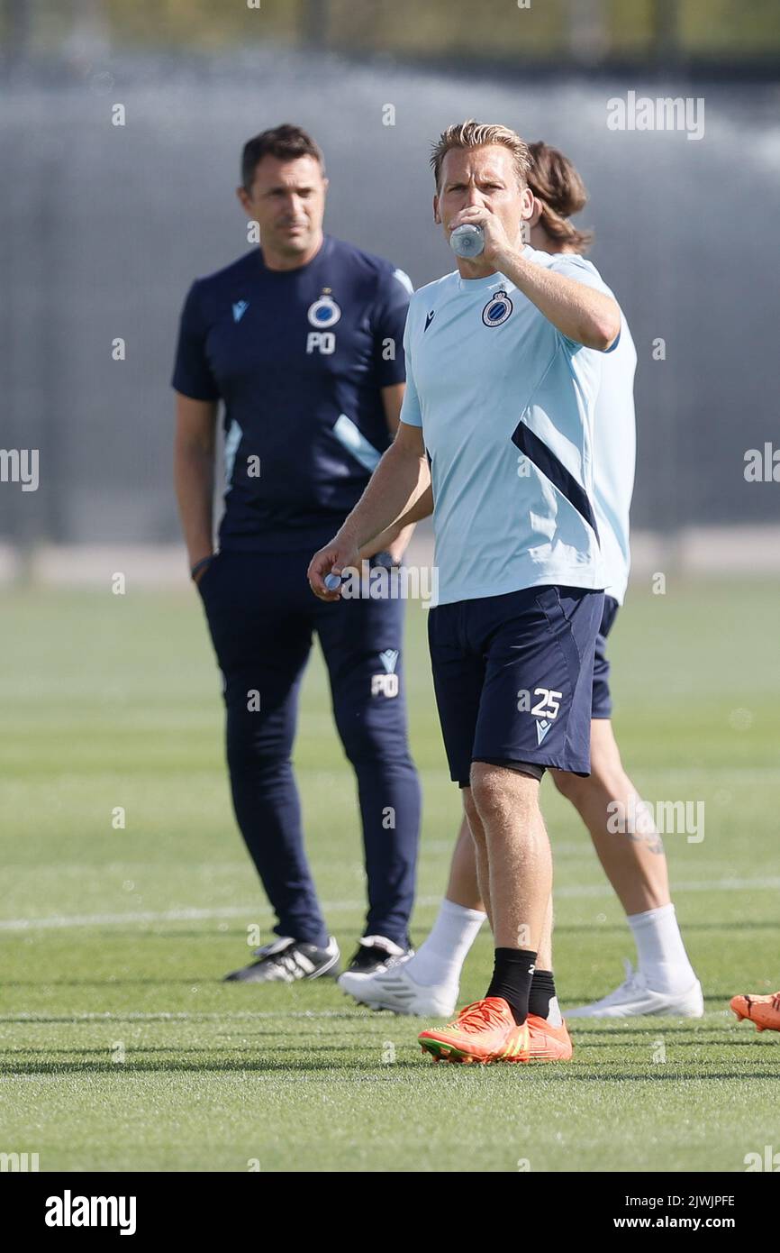 Brügge, Belgien, 06. September 2022, Ruud Vormer des Clubs während einer Trainingseinheit des belgischen Fußballteams Club Brugge KV, Dienstag, 06. September 2022 in Brügge, zur Vorbereitung des morgigen Spiels gegen den Deutschen Bayer 04 Leverkusen am Eröffnungstag der UEFA Champions League Gruppenphase. BELGA FOTO BRUNO FAHY Stockfoto