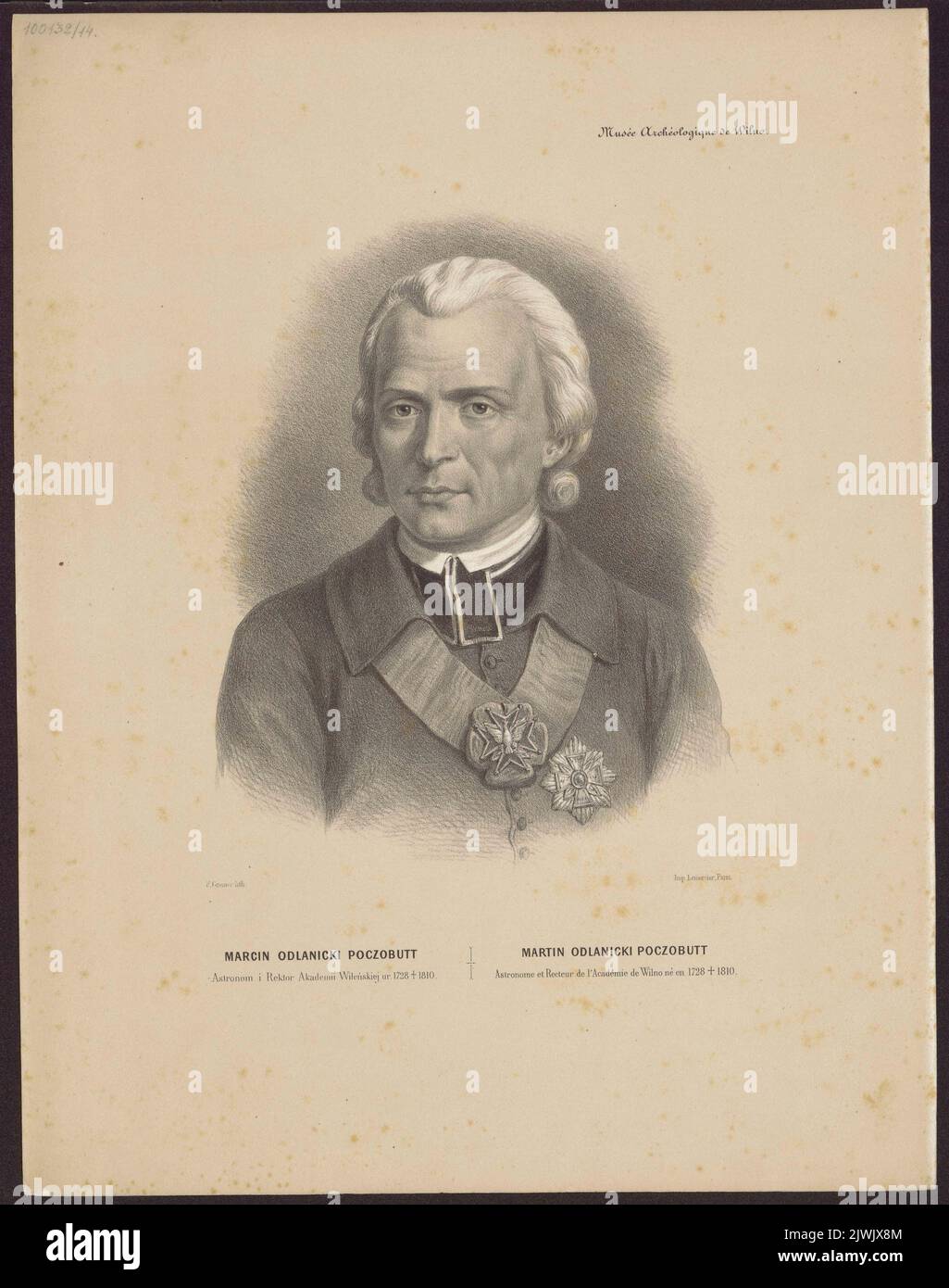 Portret Marcina Odlanickiego Poczobuta. Lemercier, Rose Joseph (Paryż ; Zakład litograficzny ; 1827-post 1899), Lithographie-atelier, Grenier de Saint-Martin, Francisque-Martin-François (1793-1867), Grafikerin, Wilczyński, Jan Kazimierz (1806-1885), Verleger Stockfoto