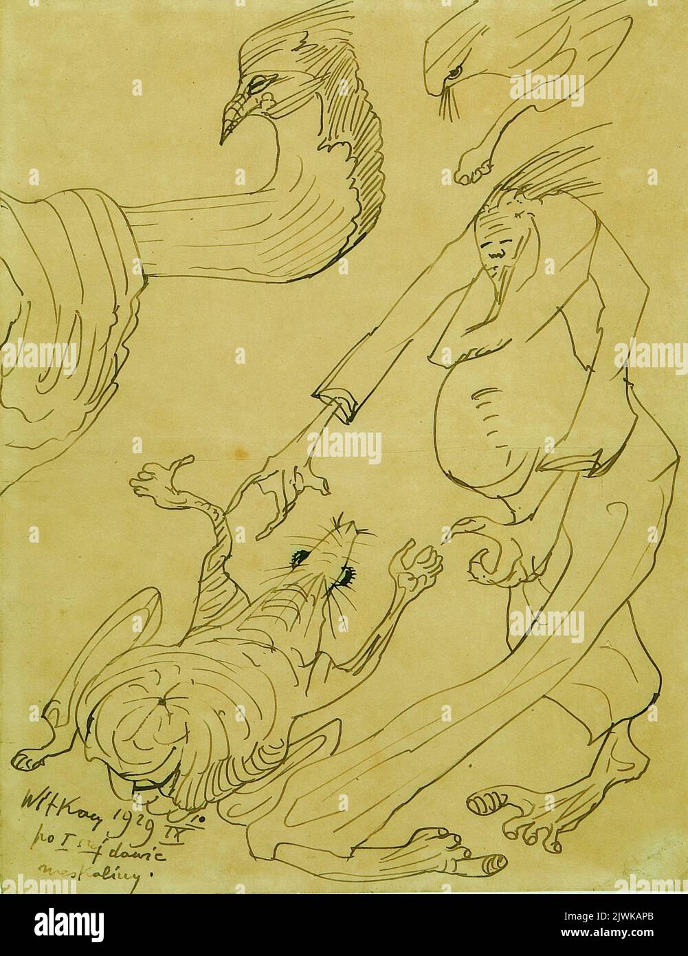 Zeichnung nach der ersten Dosis Meskalin. Witkiewicz, Stanisław Ignacy (1885-1939), Zeichner, Karikaturist Stockfoto