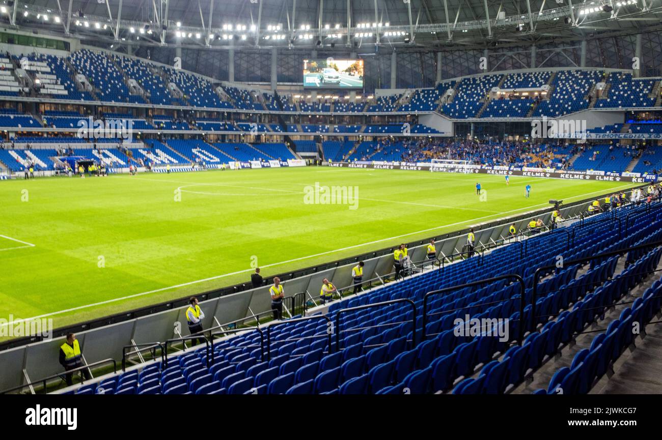 26. Juli 2019, Moskau, Russland. Das Fußballfeld der VTB Arena – das Zentralstadion von Dynamo, benannt nach Lew Jaschin in Moskau. Stockfoto