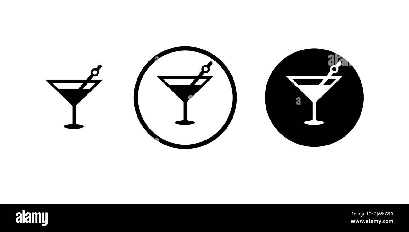 Cocktail Vektor Icon Set, Alkohol Symbol. Moderne, einfache flache Vektorgrafik für Website oder mobile App Stock Vektor