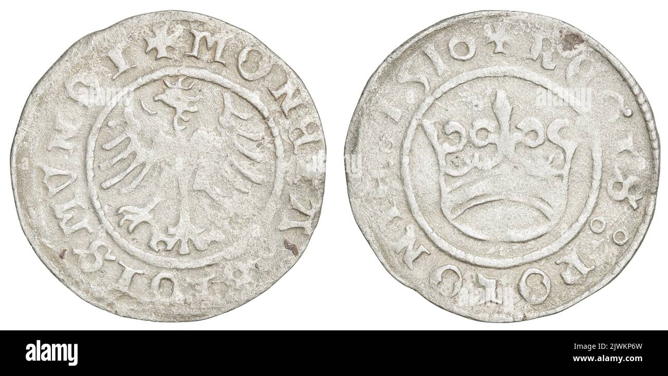 1 Groschen. Zygmunt i Stary (Król polski ; 1506-1548), Herrscher Stockfoto