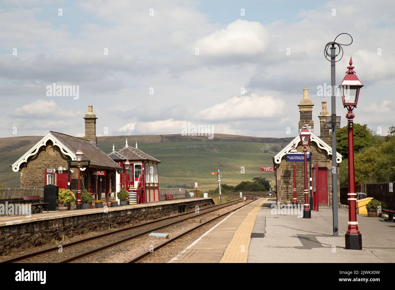 Garsdale Railway Station Howgill Fells Yorkshire Dales England Großbritannien Stockfoto