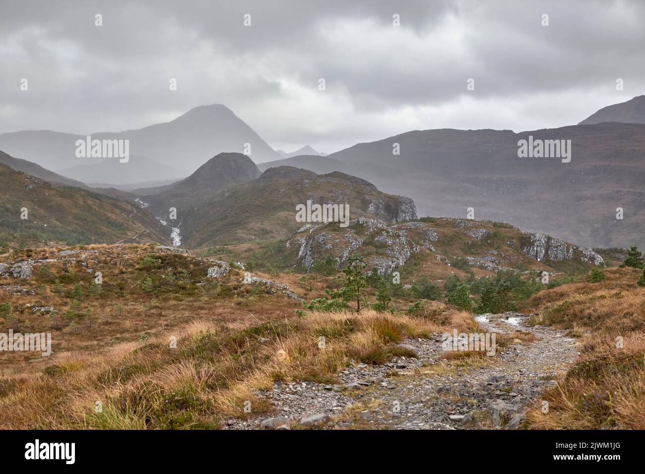 Slioch von Südwesten aus gesehen nahe am Fuer Loch, Gairloch Stockfoto