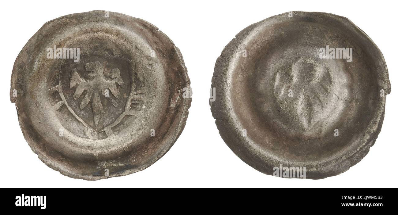 Brakteatdenarius. Zakon krzyżacki (1190-), Emittent, Konrad von Jungingen (wielki mistrz ; 1393-1407), Großmeister Stockfoto