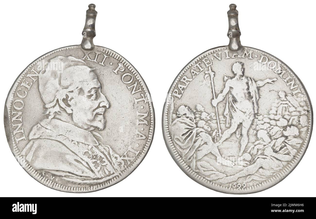 Mezzo Scudo. Urbain, Ferdinand de Saint (1654-1738), Graveur, Innocenty XII ( papież ;1691-1700), Herrscher, Państwo Kościelne, Emittent Stockfoto