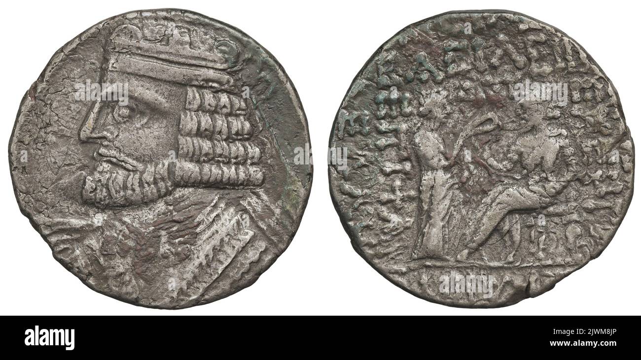 Tetradrachme. Wologezes I (51-79 po Chr.), Lineal Stockfoto