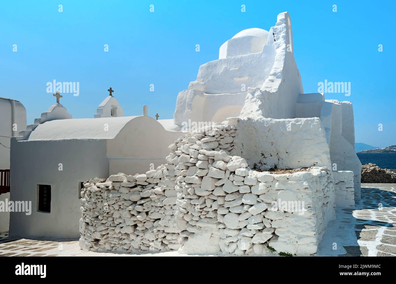 Kirche Panagia Paraportiani auf der Insel Mykonos in Griechenland Stockfoto