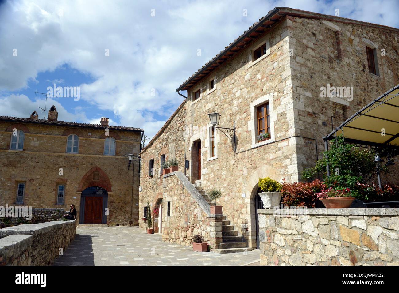 Das alte Dorf von Bagno Vignoni, Val d ' Orcia, Toskana, Italien Stockfoto