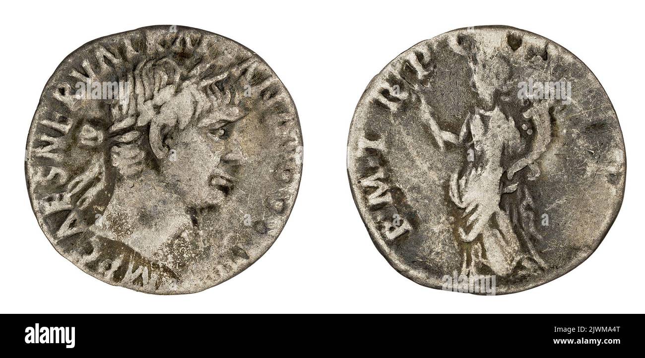 Denar. Trajan (cesarz rzymski ; 98-117), Emittent Stockfoto