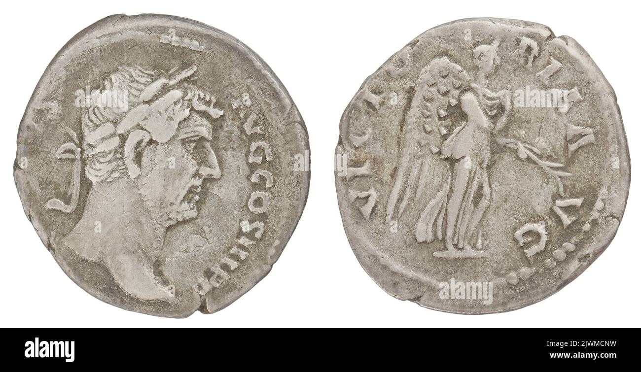Denar. Hadrian (römischer Kaiser; 117-138), Kaiser Stockfoto