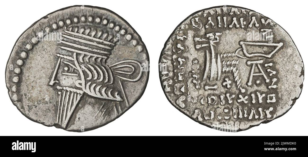 Drachme Wologezes I (51-79 po Chr.), Lineal Stockfoto