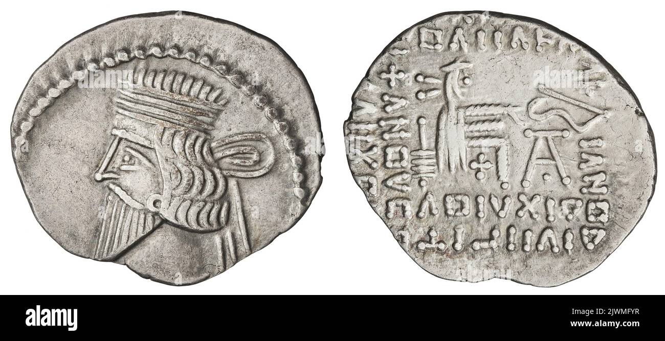 Drachme Wardanes I (41 - 45 po Chr.), Lineal Stockfoto