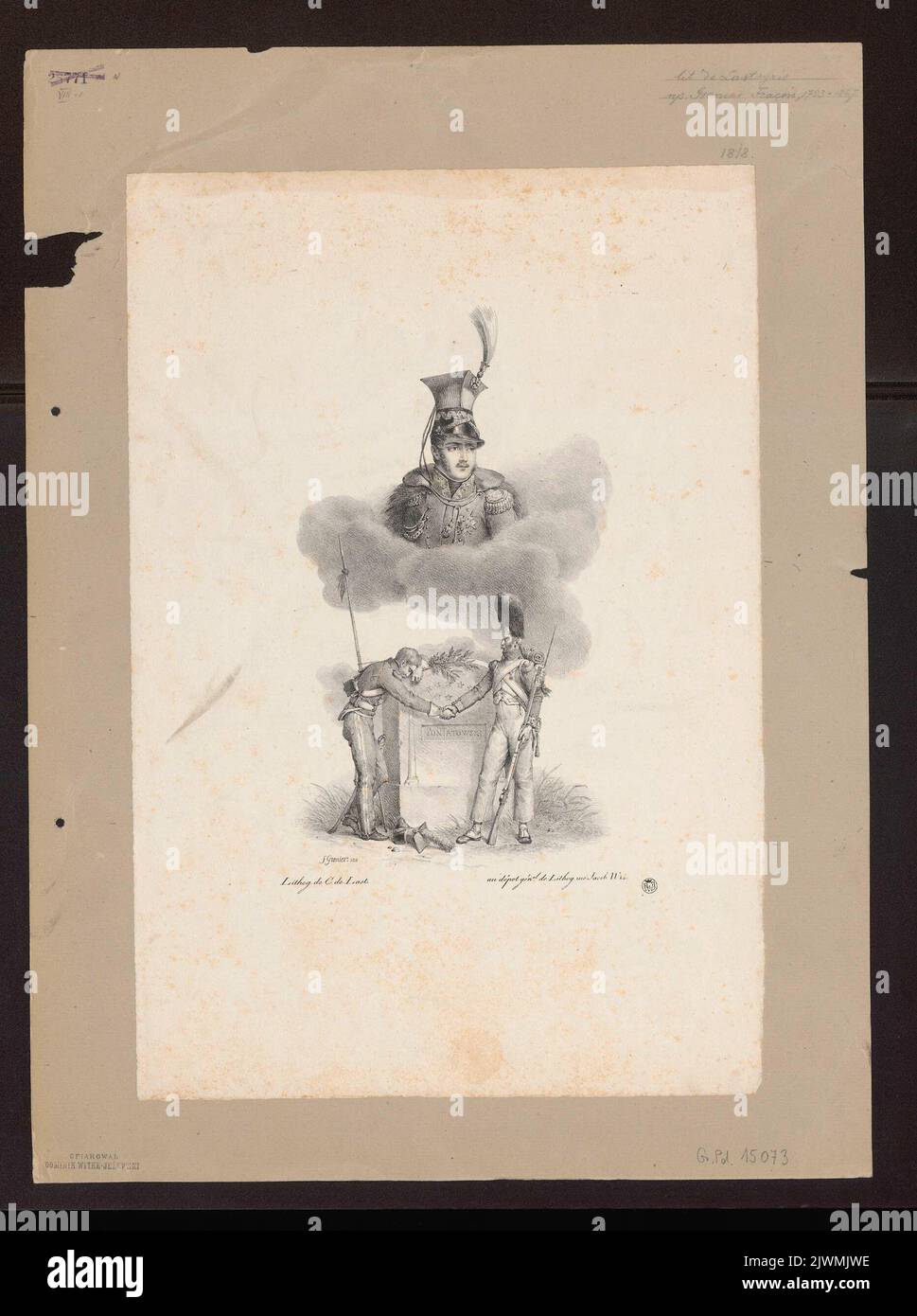 Das Denkmal für Prinz Józef Poniatowski. Zuletzt Carel Christian Anthony (1808-1876), Grafiker, Grenier de Saint-Martin, Francisque-Martin-François (1793-1867), Zeichner, Karikaturist Stockfoto