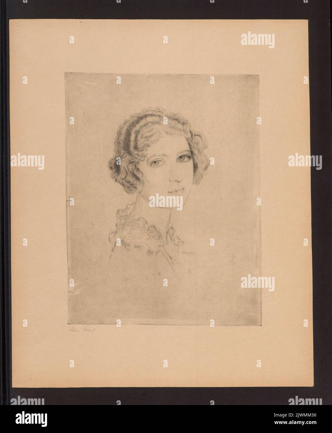 Frau mit Rüschenkragen. Herszaft, Adam (1886-1942), Grafiker Stockfoto