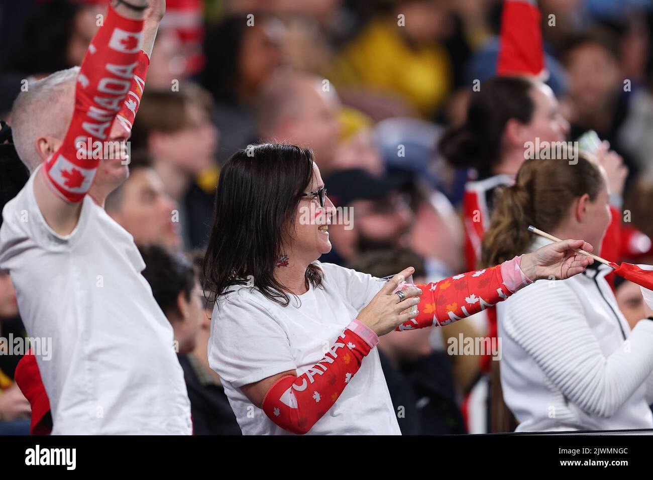 6.. September 2022; Allianz Stadium, Sydney, New South Wales, Australien; International Football Friendly, Australien gegen Kanada: Fans jubeln für Kanada Stockfoto