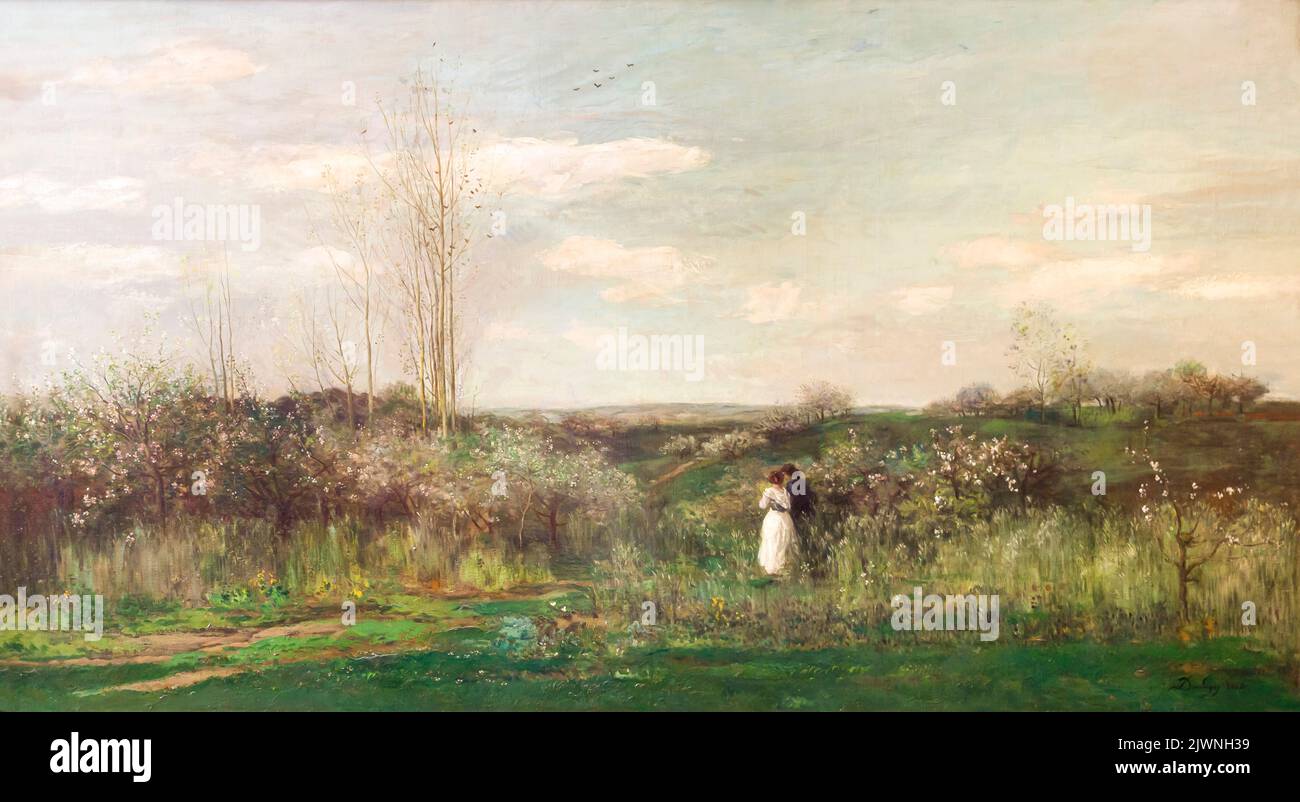 Spring Landscape, Charles-Francois Daubigny, 1862, Alte Nationalgalerie, Berlin, Deutschland, Europa Stockfoto