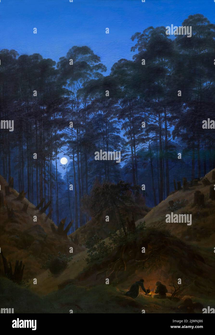 Deep in the Forest von Moonlight, Caspar David Friedrich, um 1823-1830, Alte Nationalgalerie, Berlin, Deutschland, Europa Stockfoto