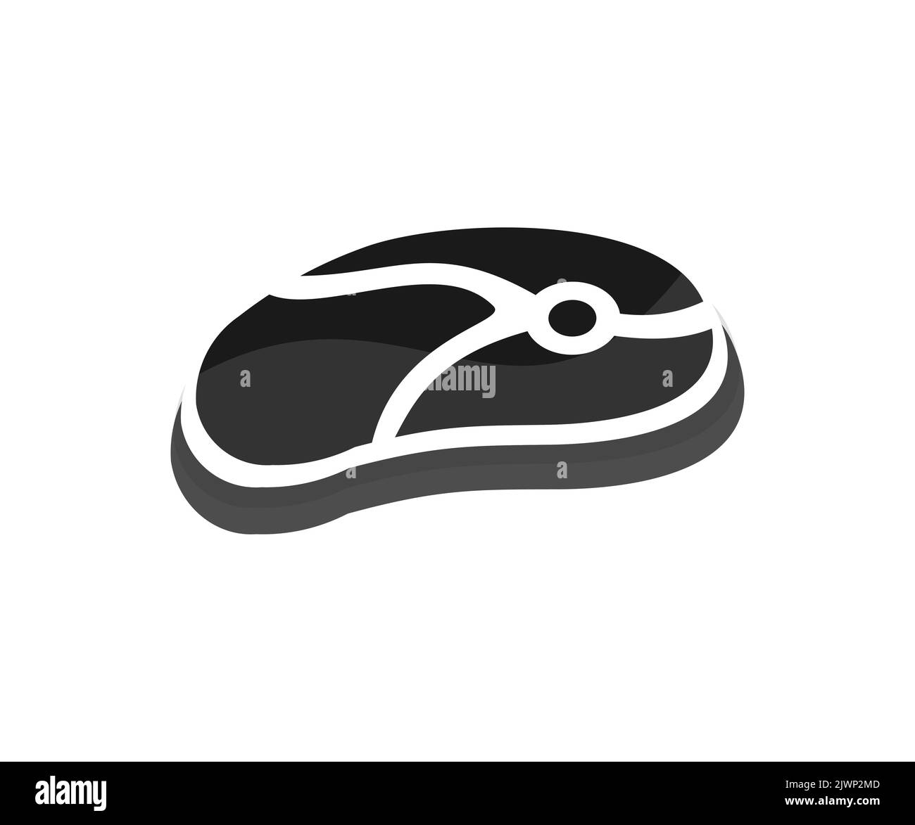 Rohes Fleischsteak, Lebensmittelproduktion, frisches Rindfleisch Symbol-Logo-Design. Grillfleischsteak, hausgemachter Speck, Schinkenfilet, Schweinebauch, Rinderschenkel-Vektor. Stock Vektor