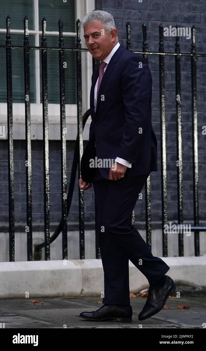 Brandon Lewis kommt zu einem Treffen mit der neuen Premierministerin Liz Truss in der Downing Street, London. Bilddatum: Dienstag, 6. September 2022. Stockfoto