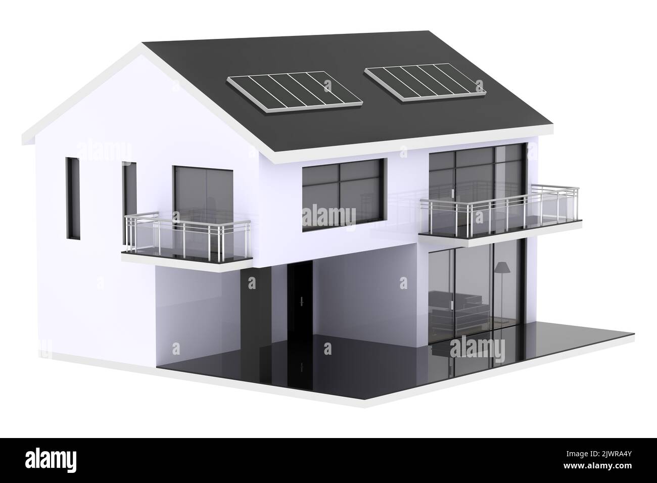 3D-Render von Haus auf weißem Hintergrund Stockfoto