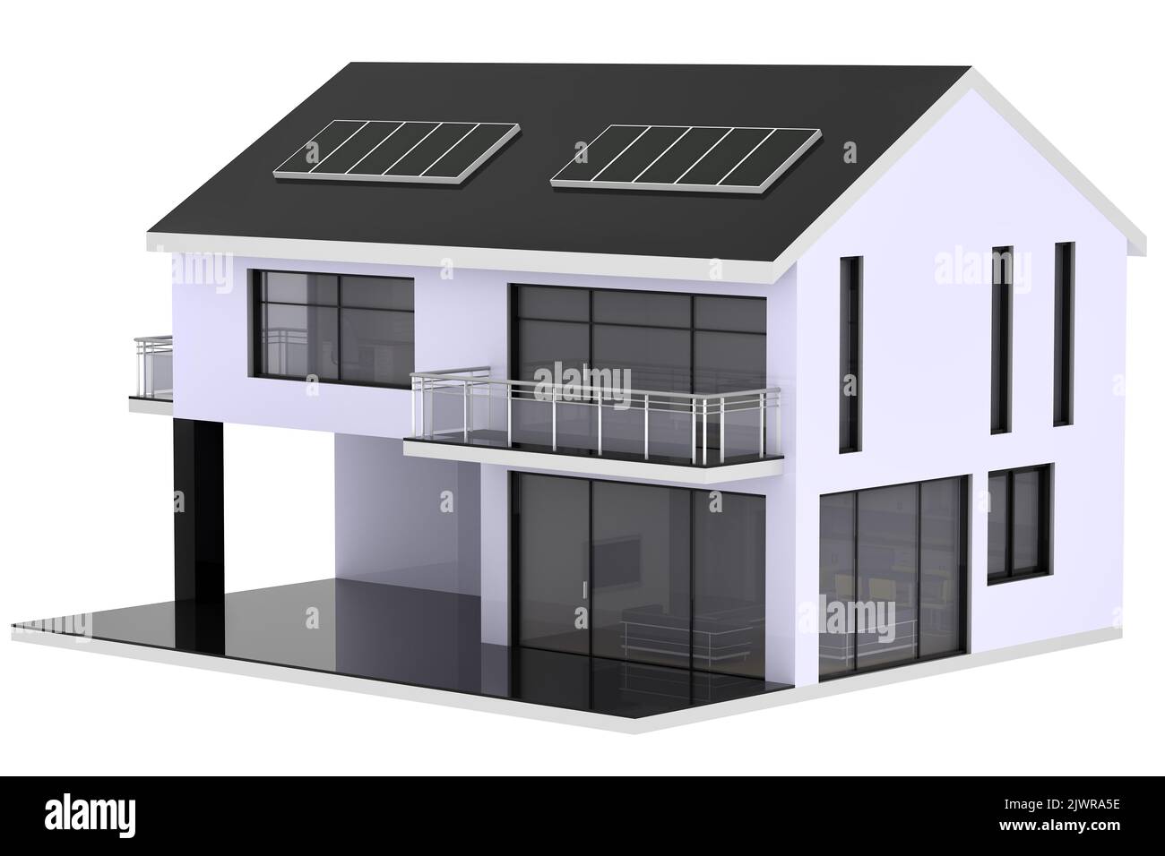 3D-Render von Haus auf weißem Hintergrund Stockfoto