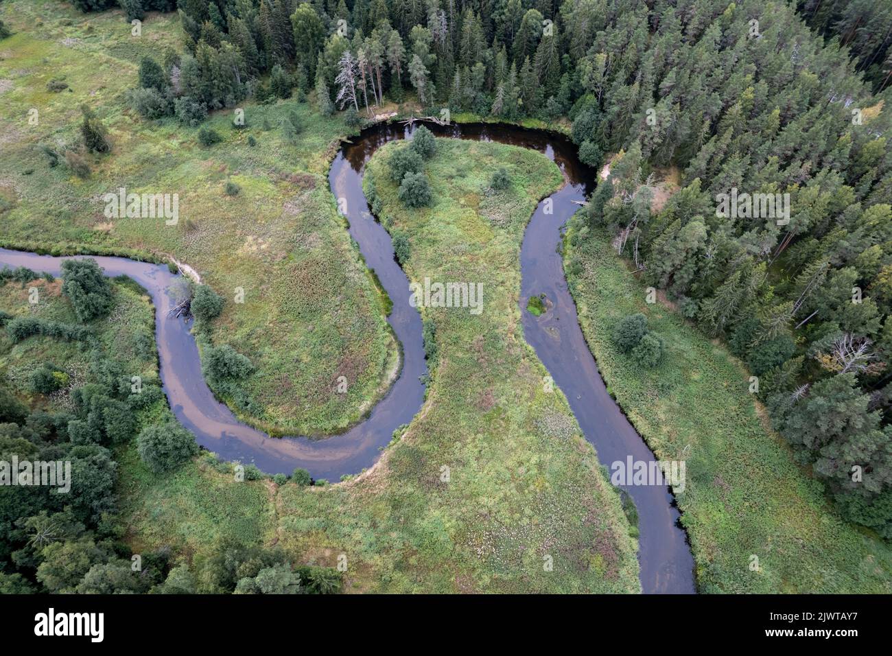 Mäanderender Fluss im Norden Estlands Stockfoto