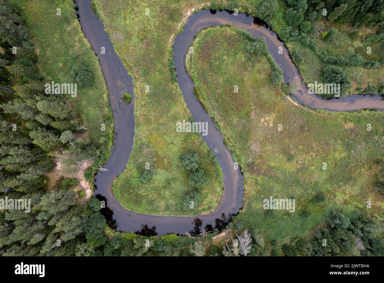 Mäanderender Fluss im Norden Estlands Stockfoto