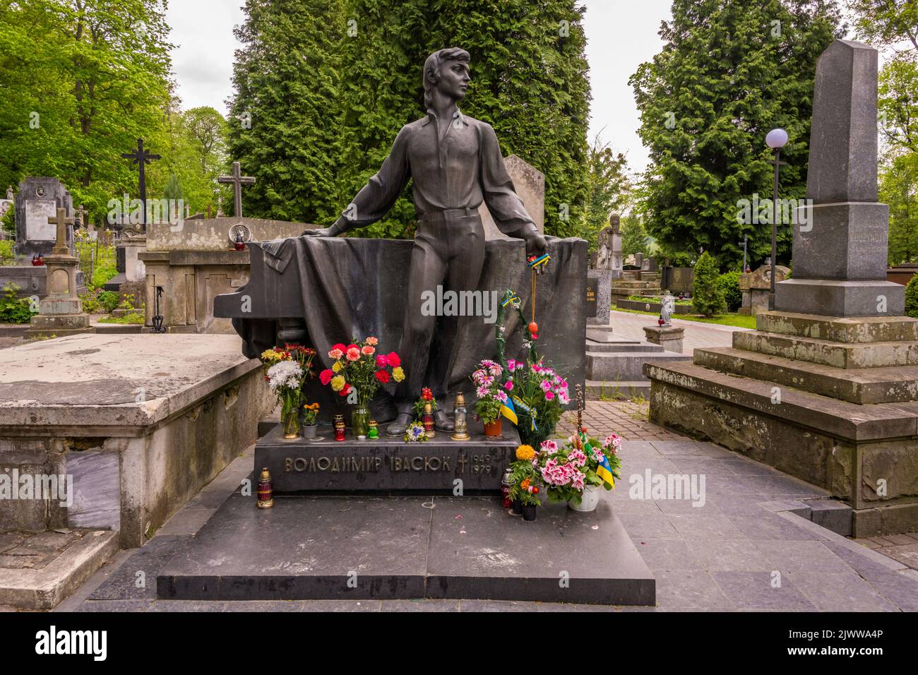 Wolodymyr Iwasiuk Grab in Lwiw, Ukraine Stockfoto