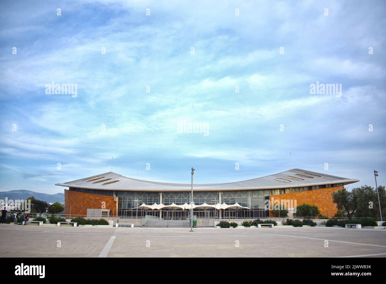 Ein Stadion namens Faliro Pavilion Arena (bekannt als das kleine Friedens- und Freundschaftsstadion oder Taekwondo Arena) in Palaio Faliro, Athen, Griechenland Stockfoto