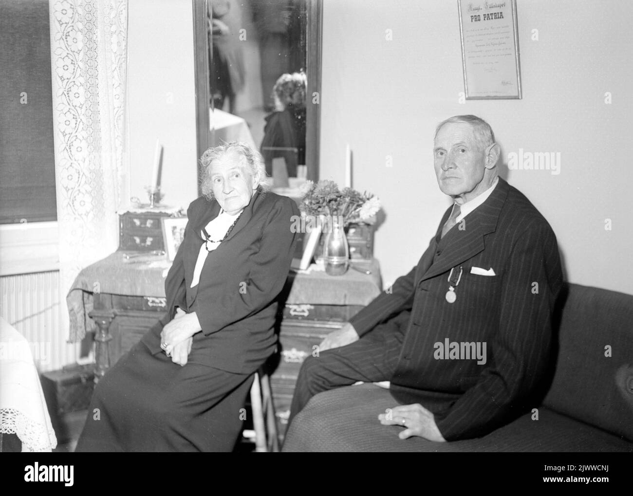 Altersheim, Bomhus. Foto im August-September 1948. Pensionärshemmet, Bomhus. Foto i augusti-september 1948. Stockfoto