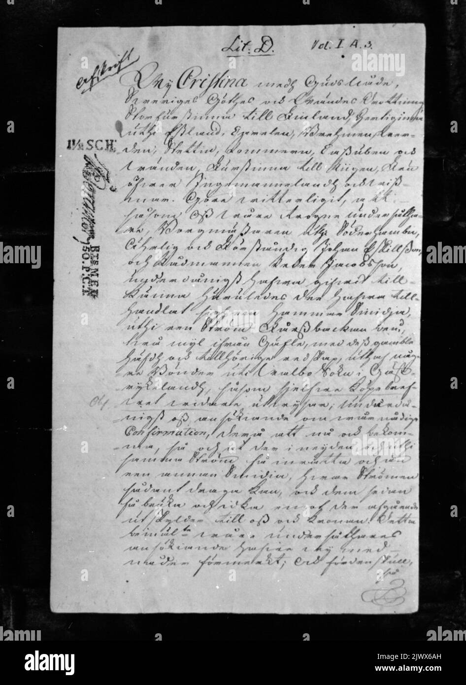 Schriftliche Dokumentation unterzeichnet von Königin Kristina, 22. Oktober 1651 Schriftlig Dokumentation undertecknad AV Drottning Kristina, 22. oktober 1651 Stockfoto