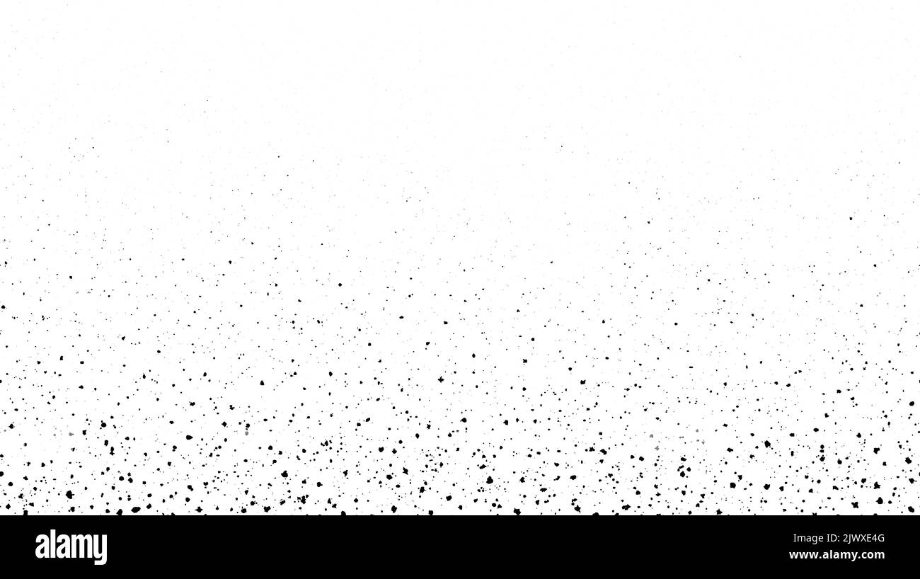 Grunge gesprenkelige Textur. Schmutzige Partikel verblasste Rahmen. Grungy spritzte Partikel Tapete. Effekt „Speckle Gradient“. Spritzte Partikel, Spritzer Stock Vektor