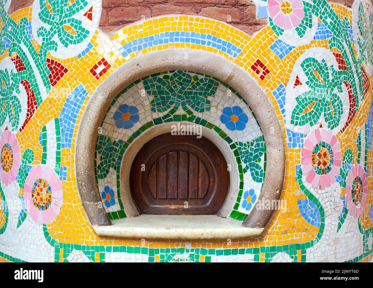 Palast der katalanischen Musik oder Palau de la Musica Catalana. Ehemaliges Ticketfeld Stockfoto